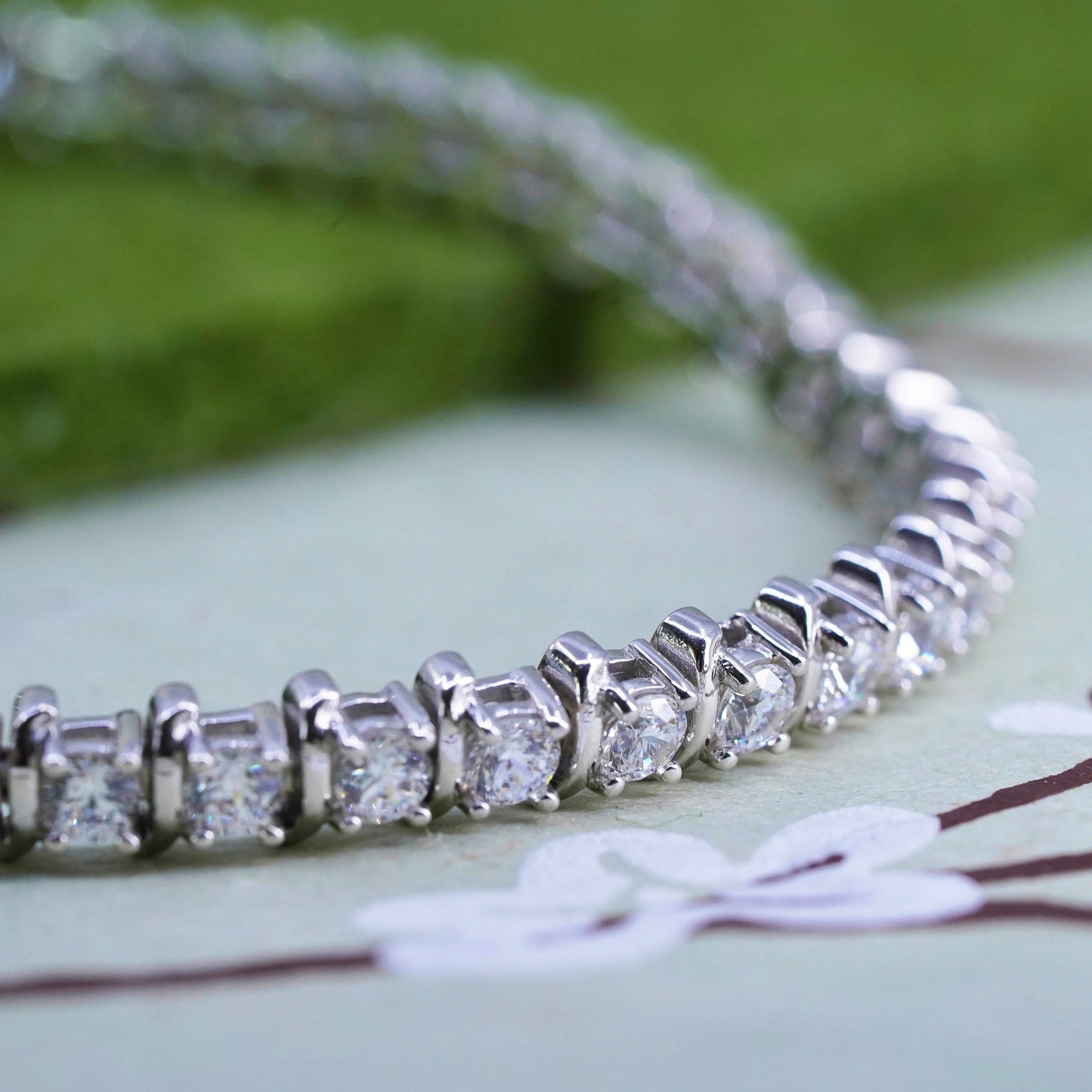 8", Vintage Sterling 925 silver tennis bracelet with cz