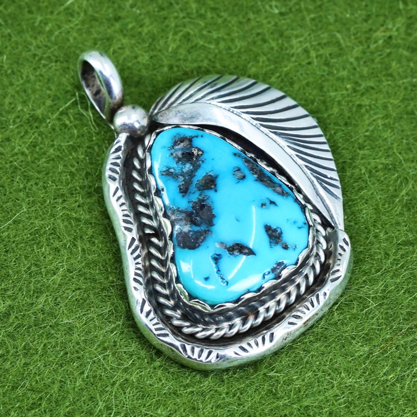 Native American Arnold Maloney Sterling silver 925 pendant Campitos turquoise