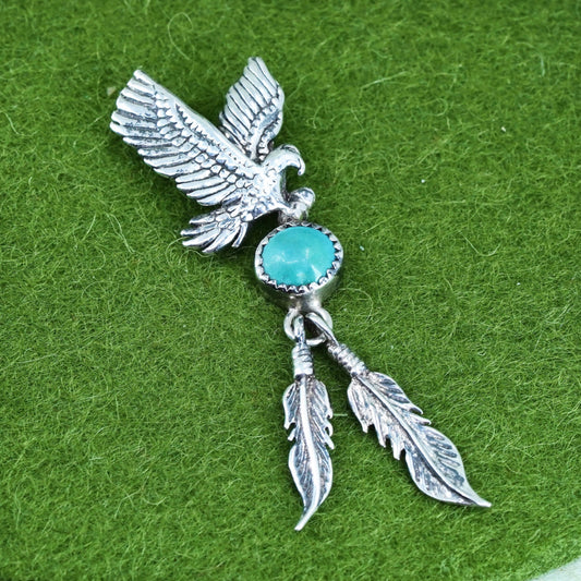 Native American Navajo Richard Begay Sterling Silver 925 eagle pendant turquois