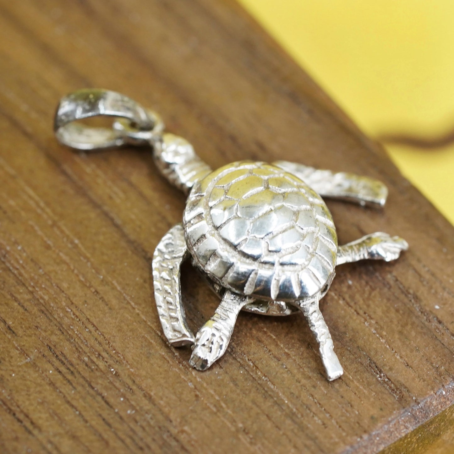 Vintage Sterling silver handmade pendant, 925 sea turtle