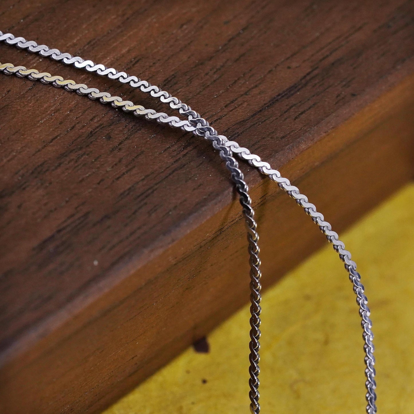 24", 1mm, vintage Sterling silver necklace, solid 925 silver s link chain