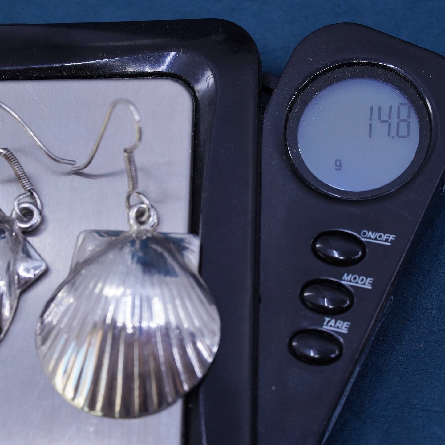 Vintage Sterling silver handmade earrings, 925 shell drops