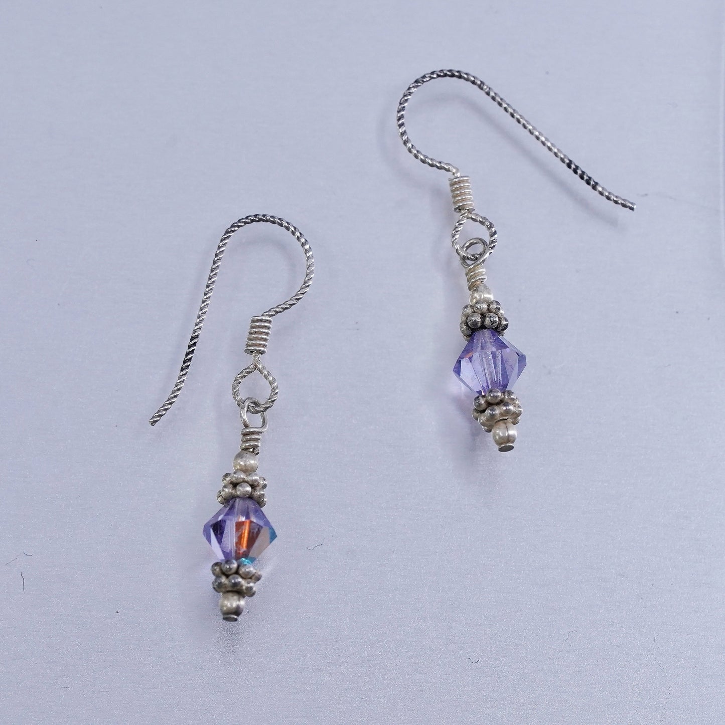 Vintage Sterling 925 silver earrings with amethyst beads