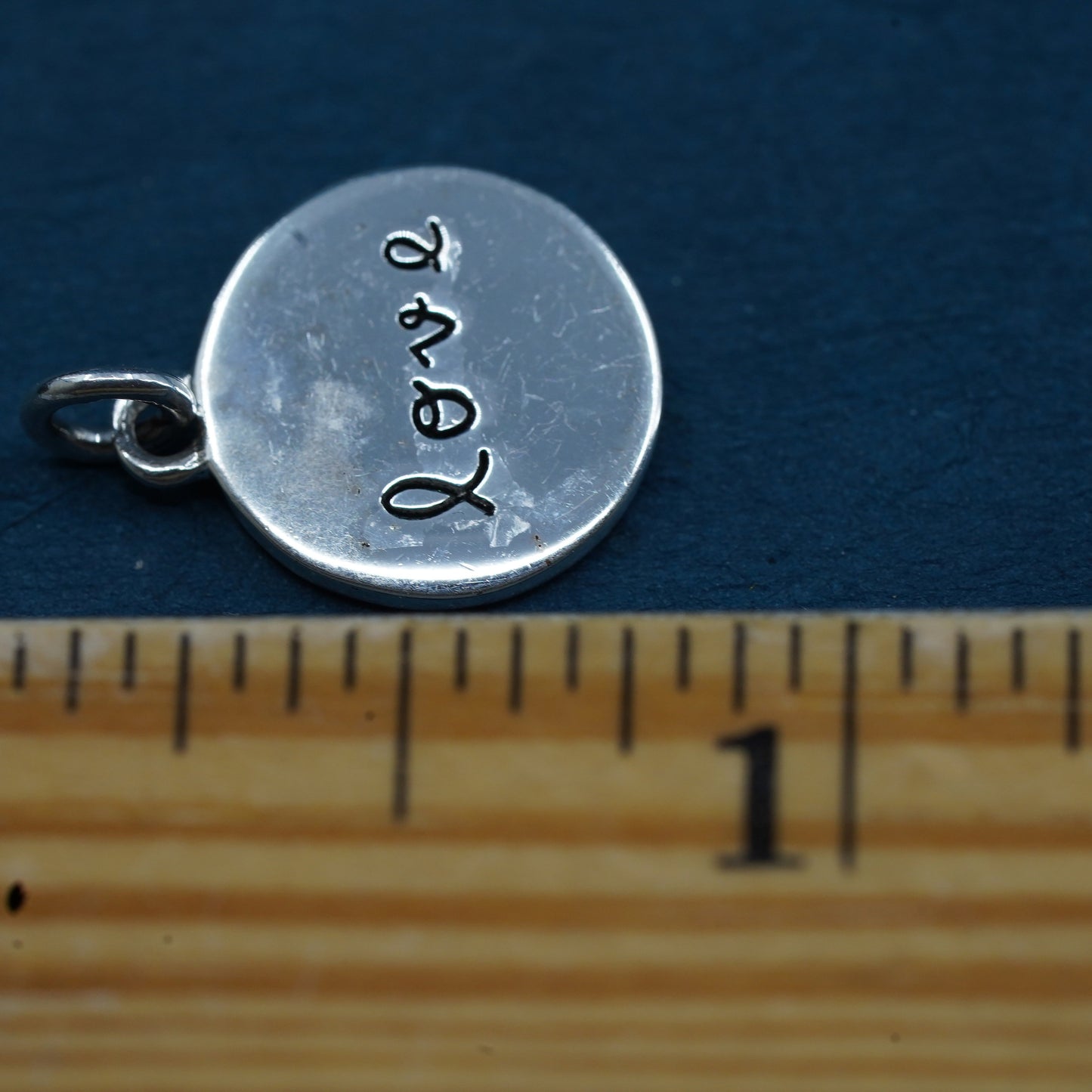 Vintage sterling silver pendant, 925 charm with “love you to the moon and back