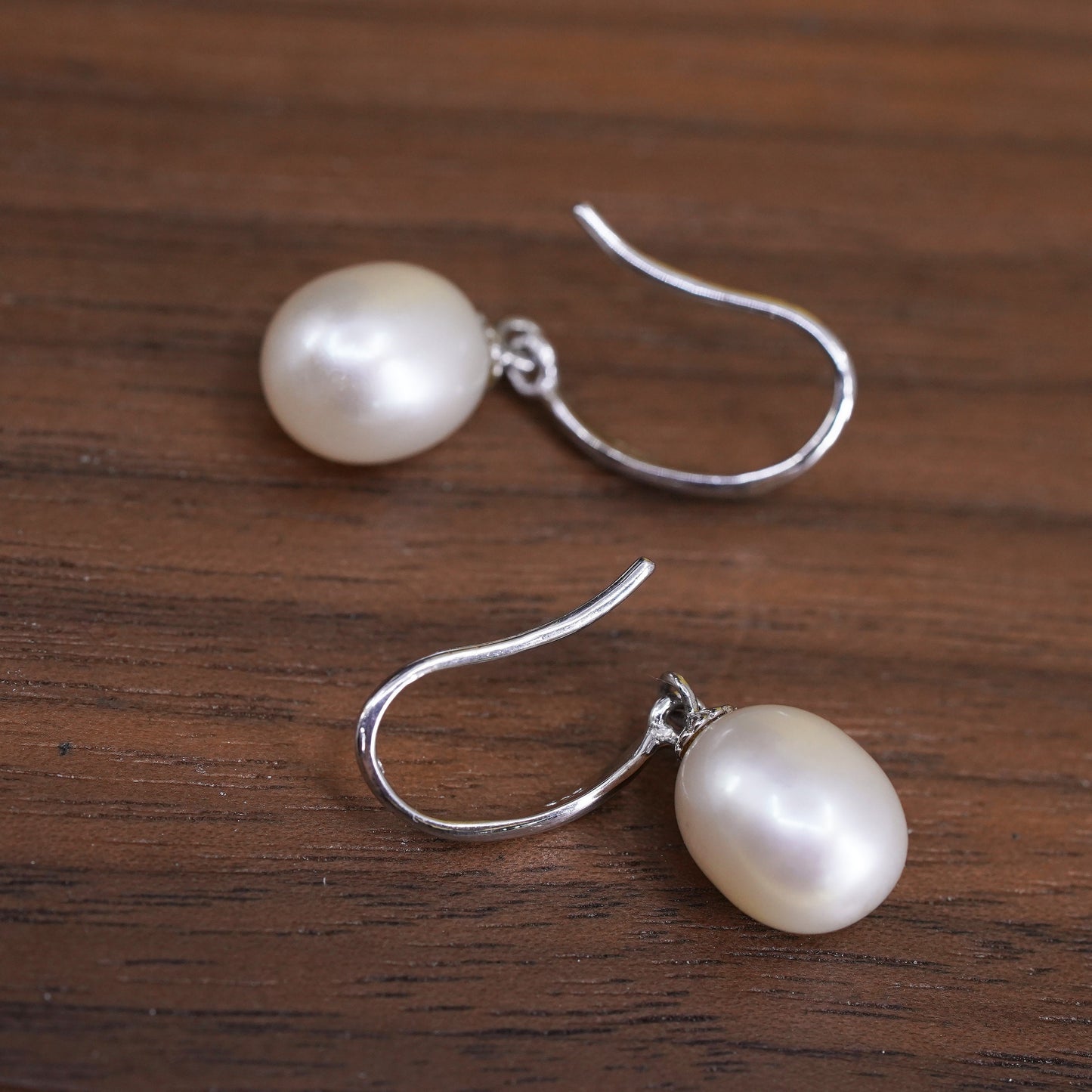 vintage sterling 925 silver handmade earrings with white pearl drops