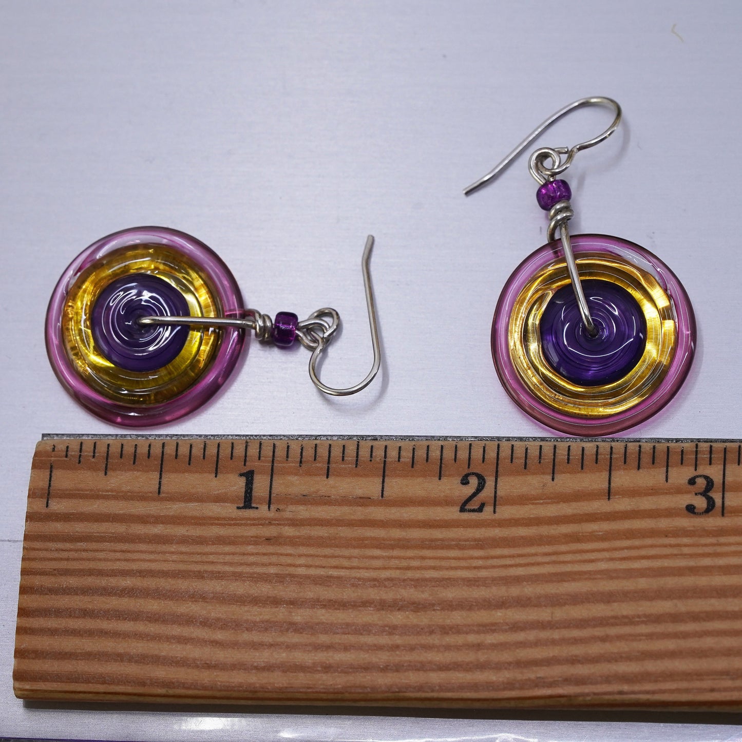 Vintage Eye Candy Sterling silver handmade earrings, 925 glass beads