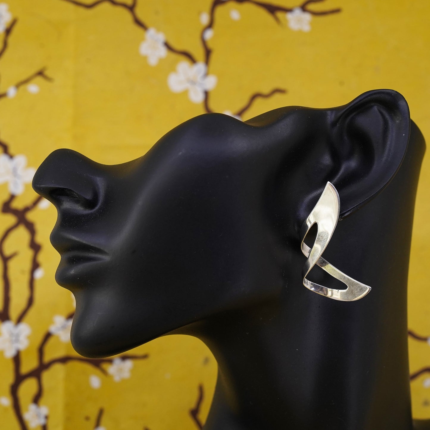 1.5”, Sandra Baker 925 sterling silver earrings, square hoops 14K yellow gold