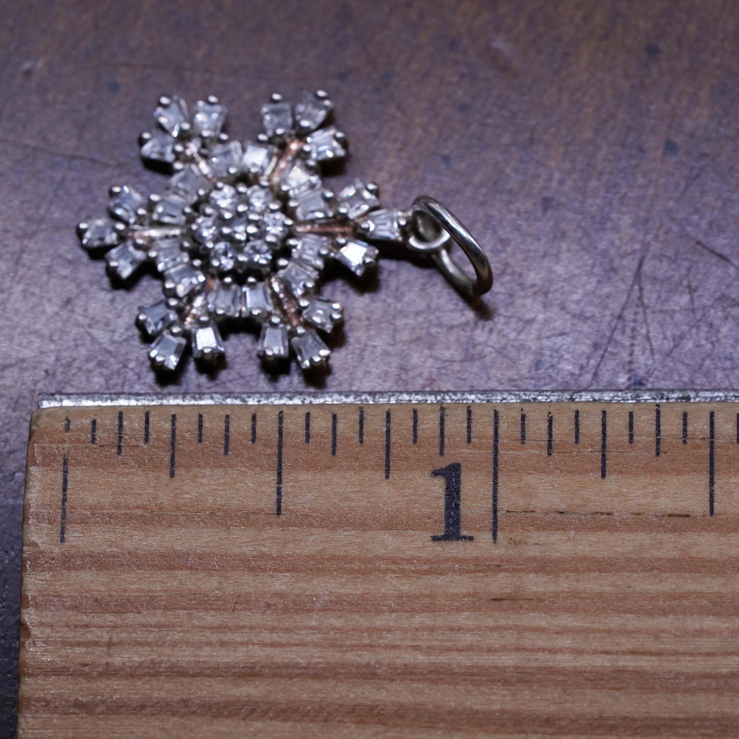 Vintage Sterling 925 silver snowflake pendant with cluster cz