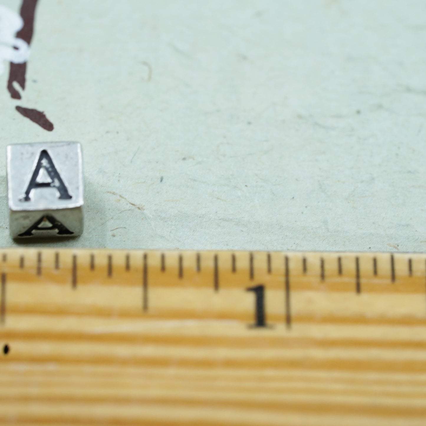 Vintage sterling silver handmade pendant, 925 cube charm engraved letter “A”