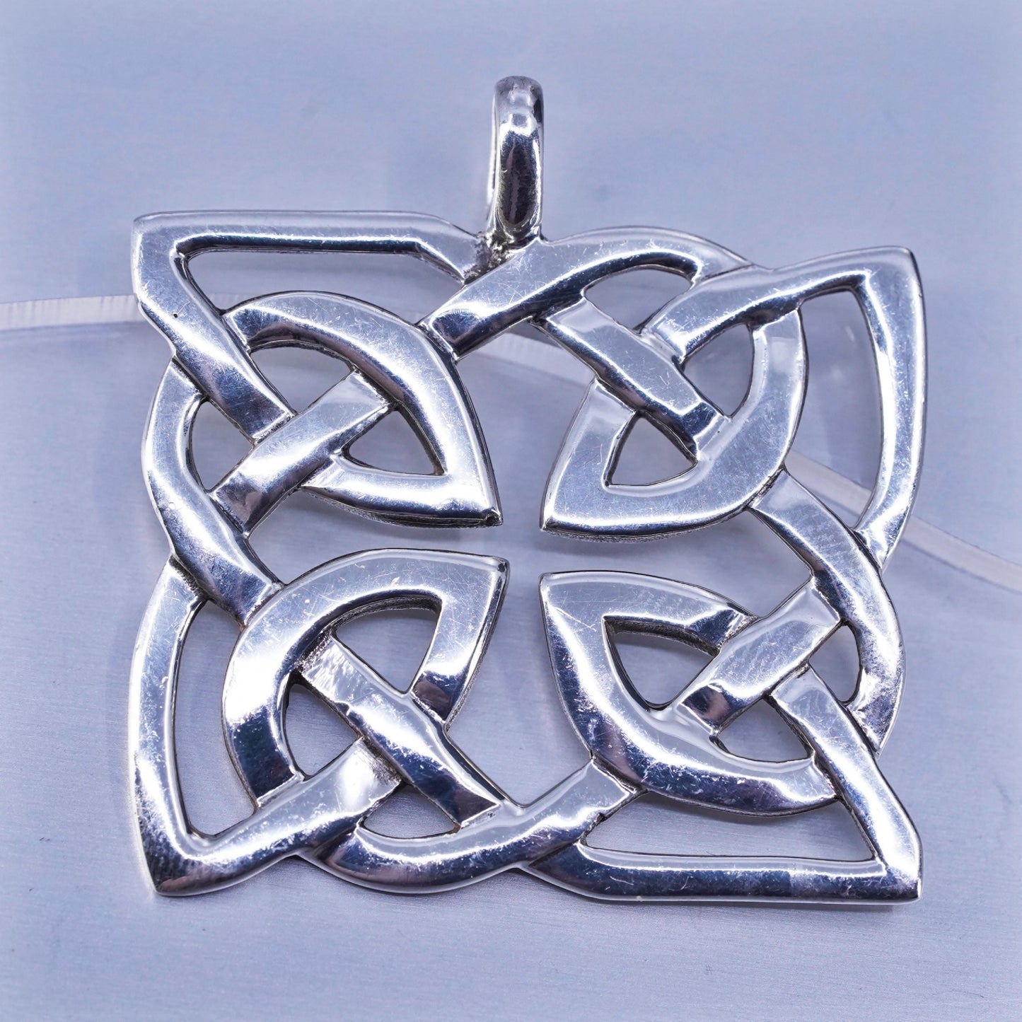 Vintage sterling 925 silver handmade Irish Celtic knot square pendant