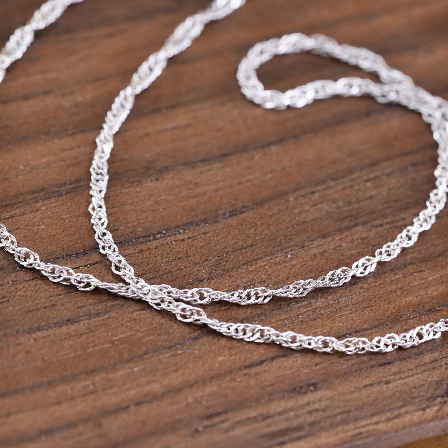 18" 2mm, vintage Sterling silver necklace, Italy 925 Singapore link chain