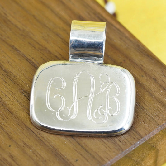 Mexican Sterling silver handmade pendant, 925 oval tag with name monogram “CAB”