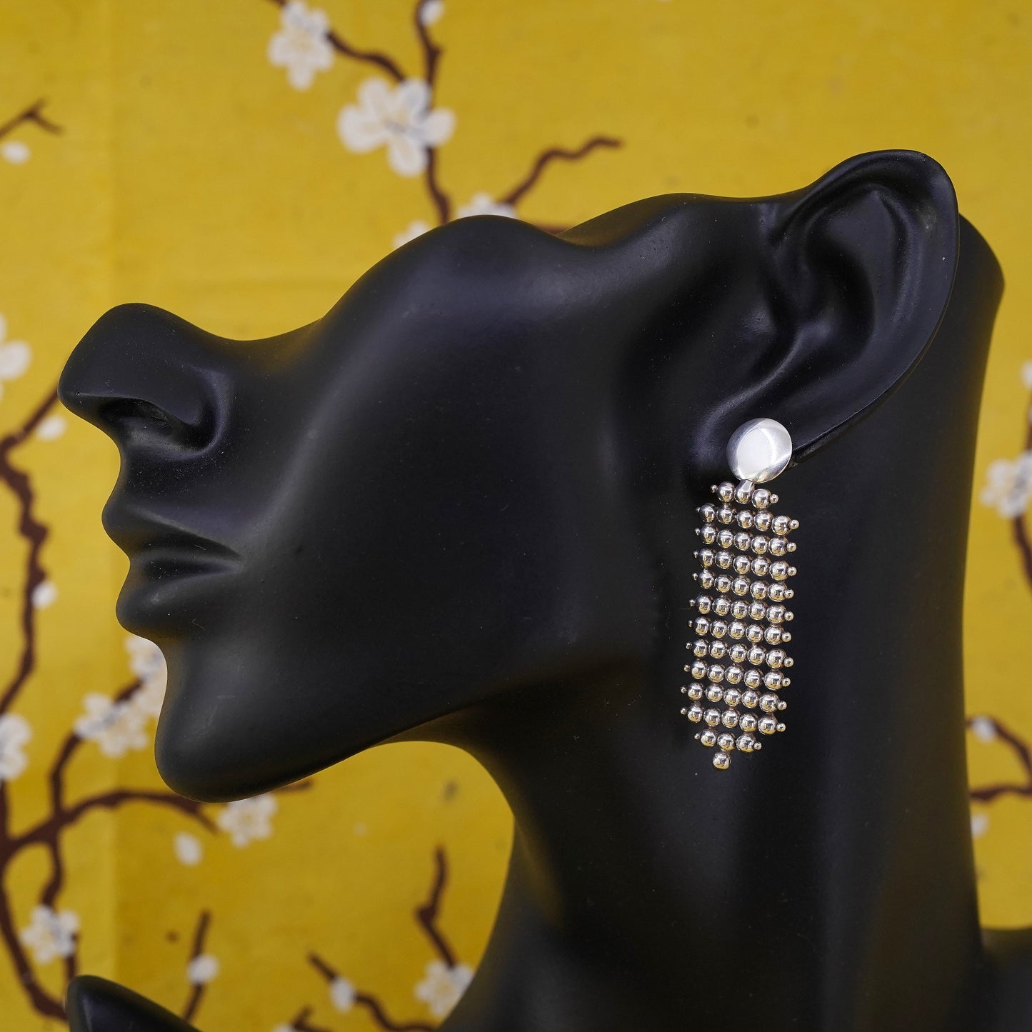Vintage Italian Sterling silver handmade earrings, 925 beads drops
