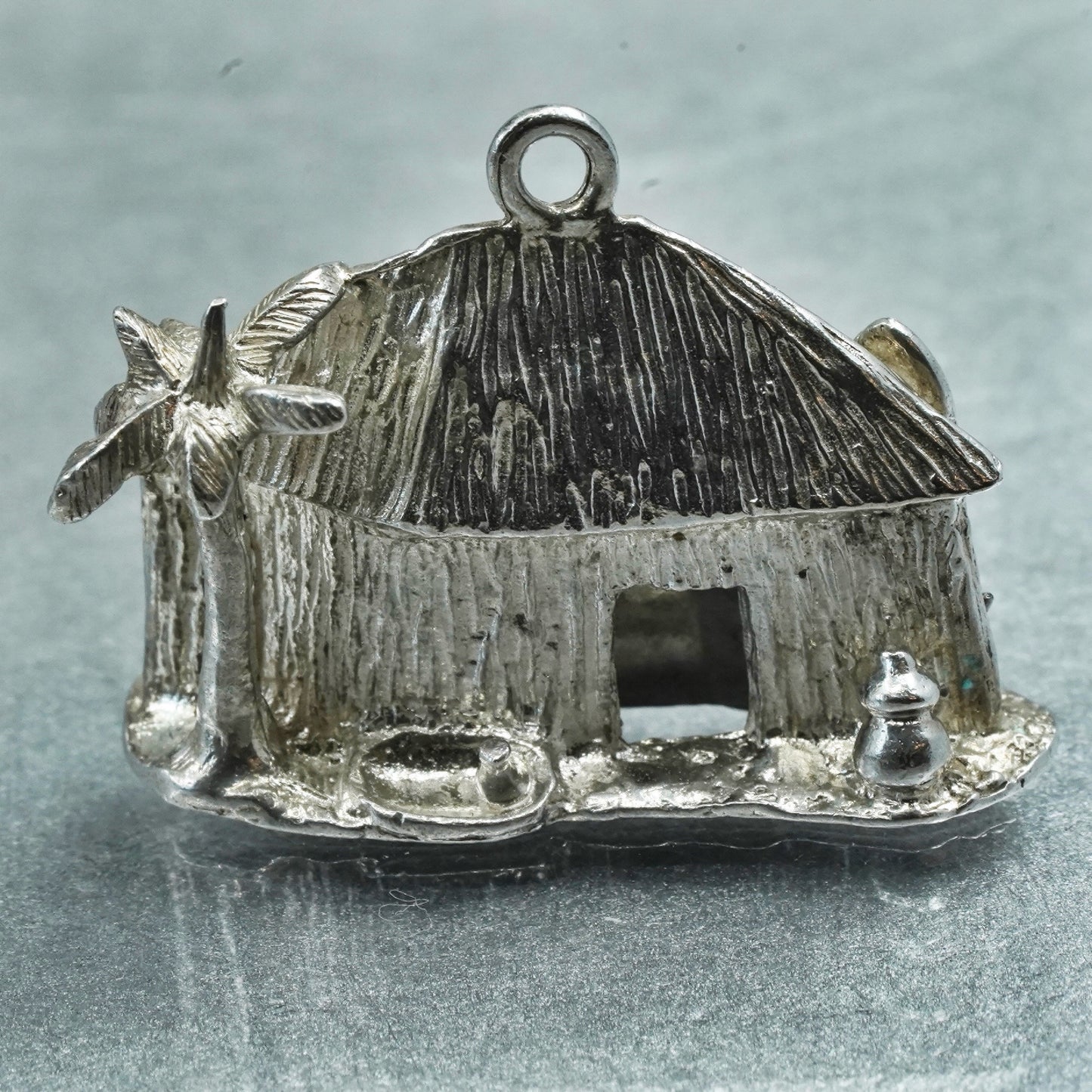 vintage Sterling 925 silver handmade 925 beach cattage house pendant charm