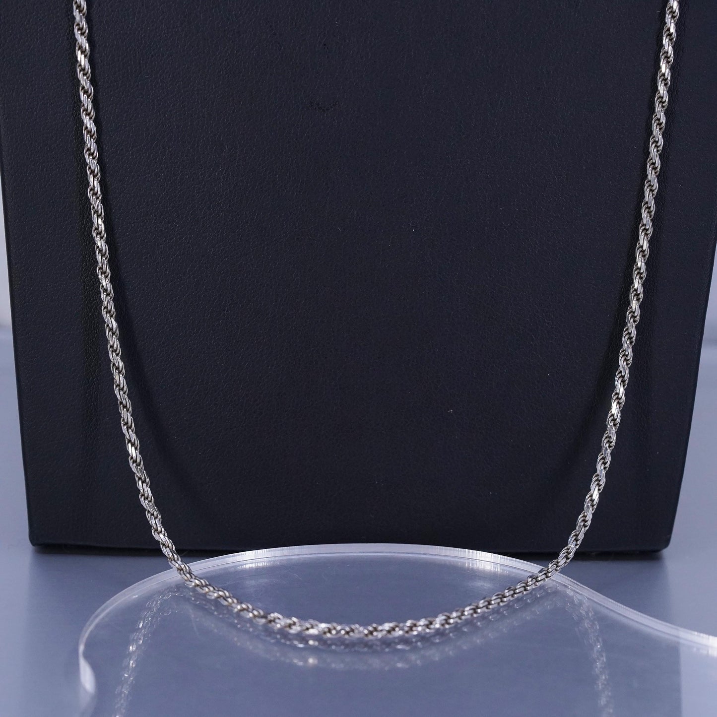 30” 2mm, vintage Sterling 925 silver bold rope chain necklace