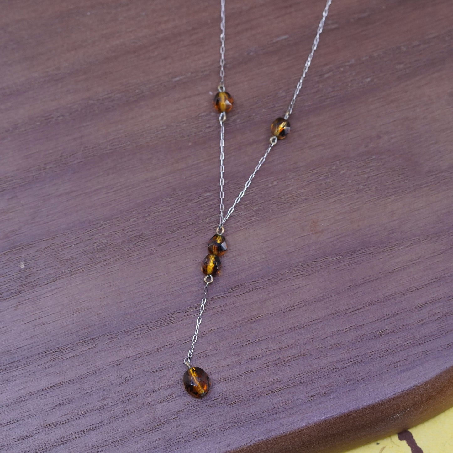 20”, Sterling silver Handmade necklace, 925 oval chain with citrine pendant