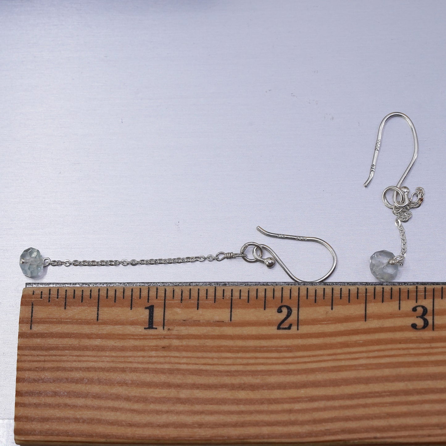 Vintage sterling silver handmade earrings, 925 drops with crystal dangles