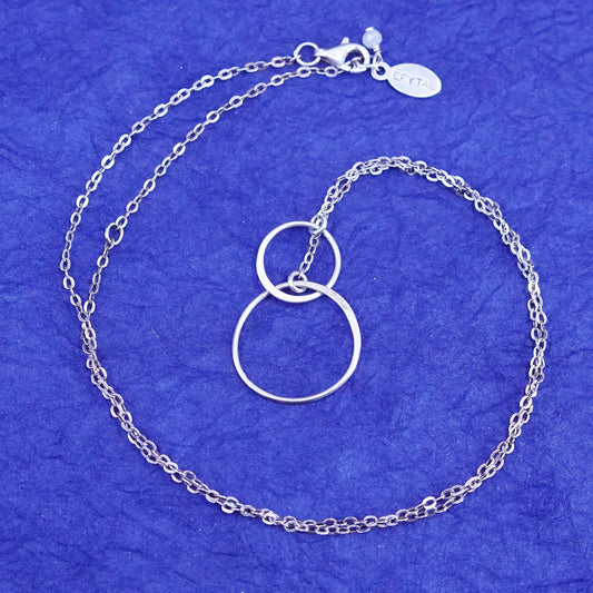 18”, efytal Sterling silver necklace, 925 circle chain w/ entwined ring pendant