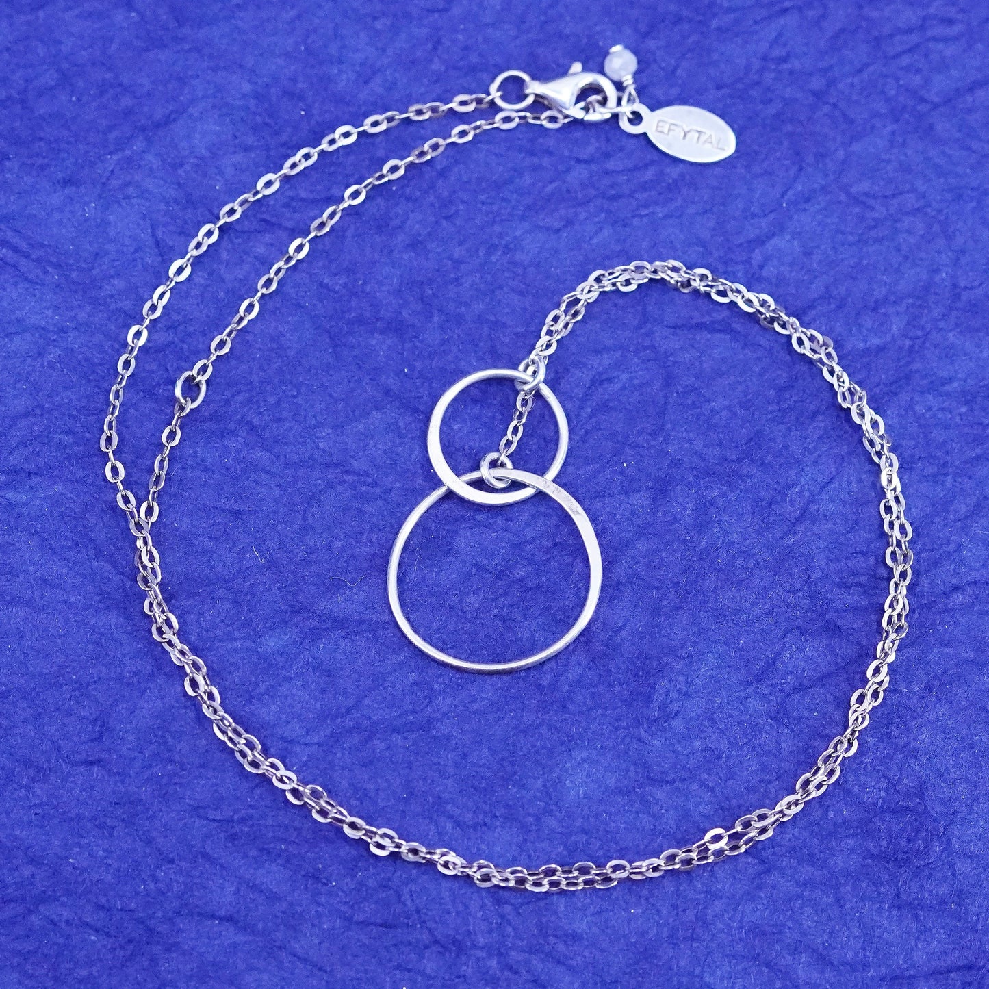 18”, efytal Sterling silver necklace, 925 circle chain w/ entwined ring pendant