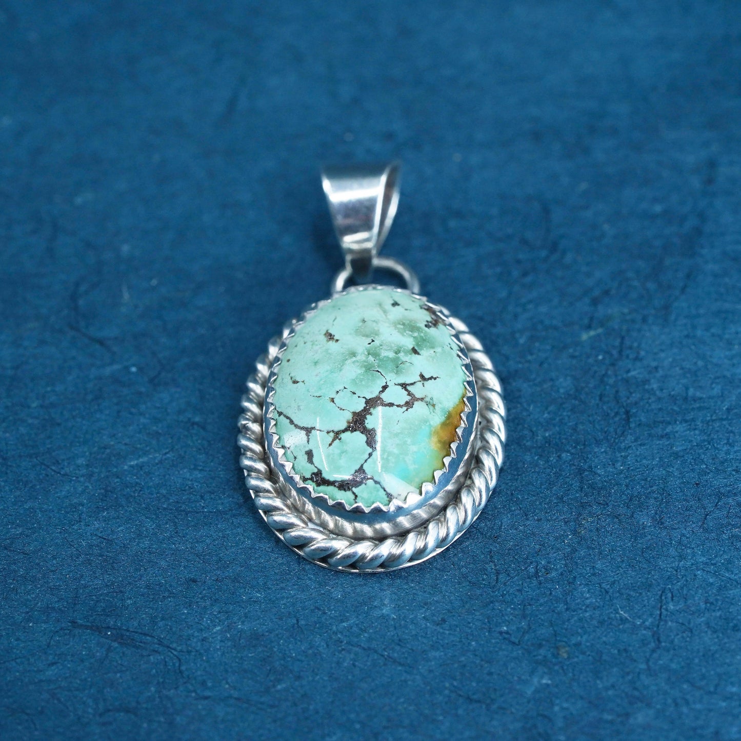 Native American MKM sterling silver 925 pendant with Number Eight turquoise