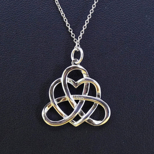 18”, Vintage Sterling silver handmade pendant, 925 irish Celtic knot