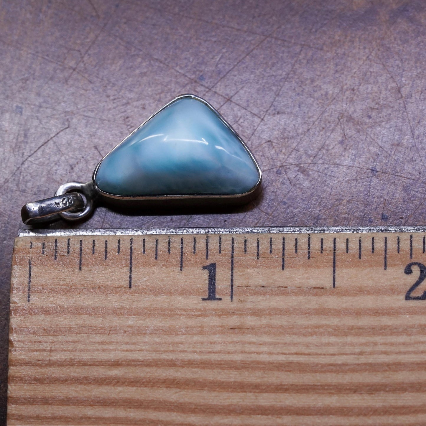 Vintage Sterling 925 Silver Handmade Pendant with pyramid Larimar