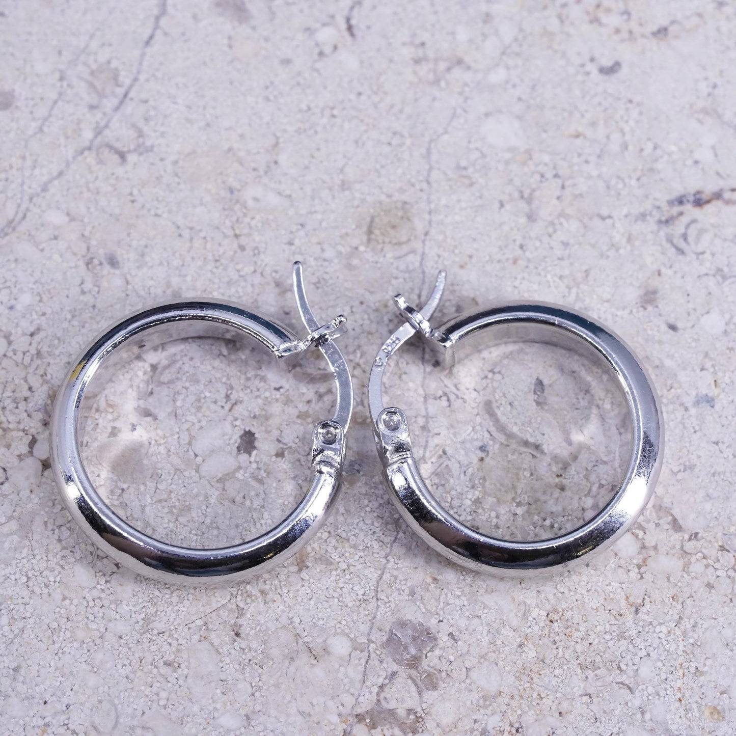 0.5”, vintage Sterling silver handmade hoop earrings, 925 huggie