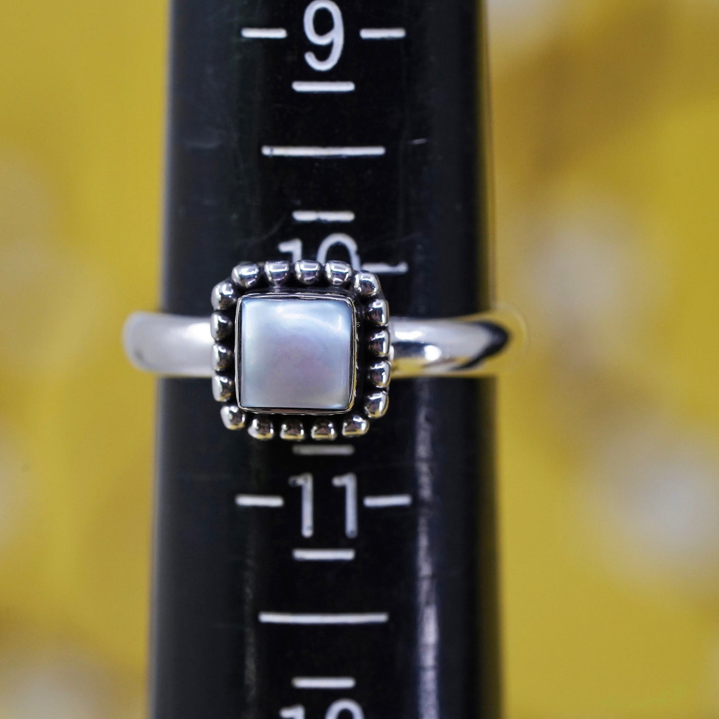 Size 10, retired Silpada Sterling 925 silver R1617 Button Frame Pearl Ring bead
