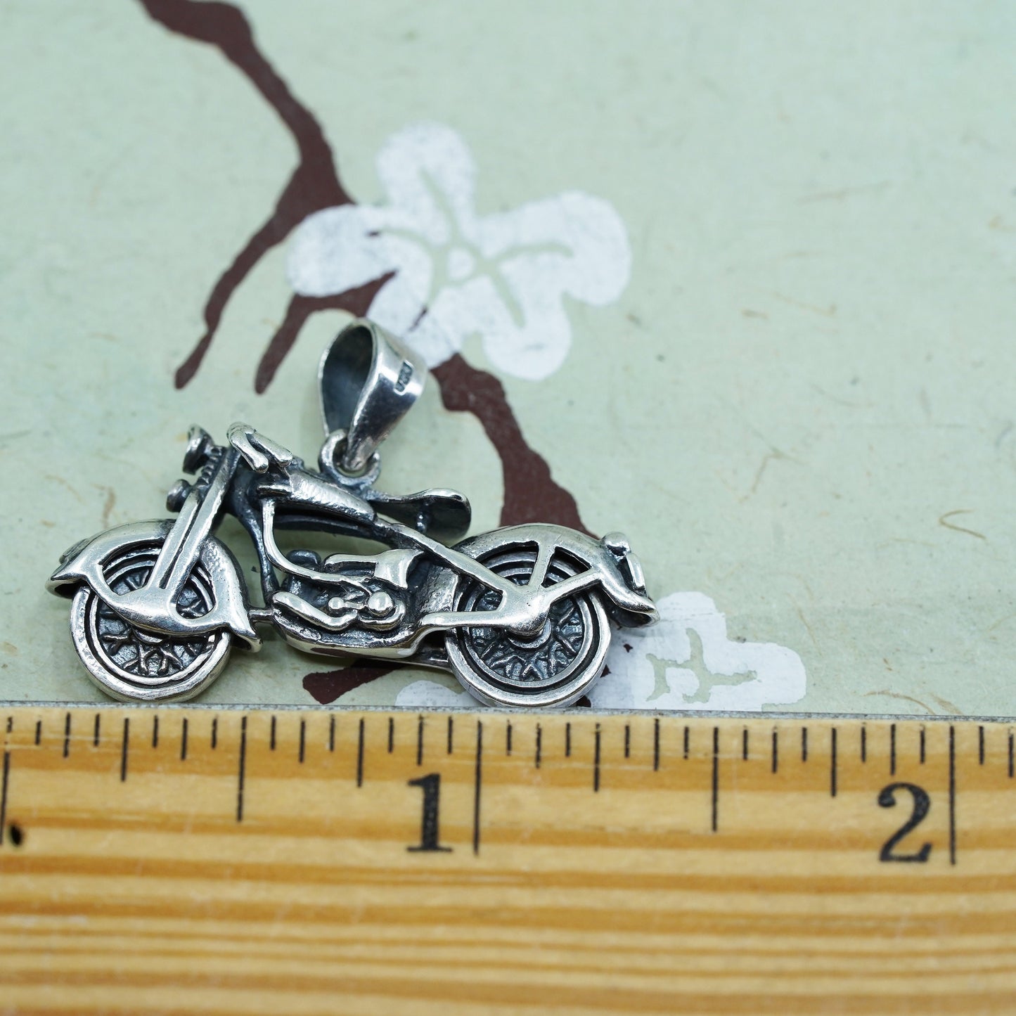 Vintage shube Sterling silver handmade pendant, 925 motorcycles bike Bicycle