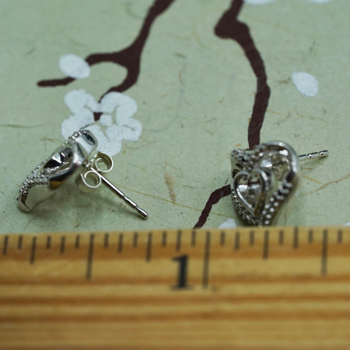 Vintage sterling silver genuine diamond studs, fashion minimalist earrings