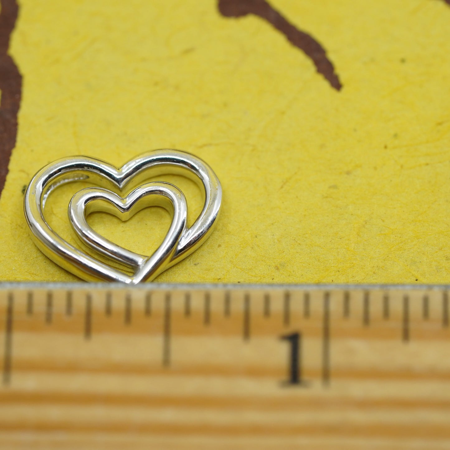 Vintage SLV Sterling silver handmade pendant, 925 double heart charm