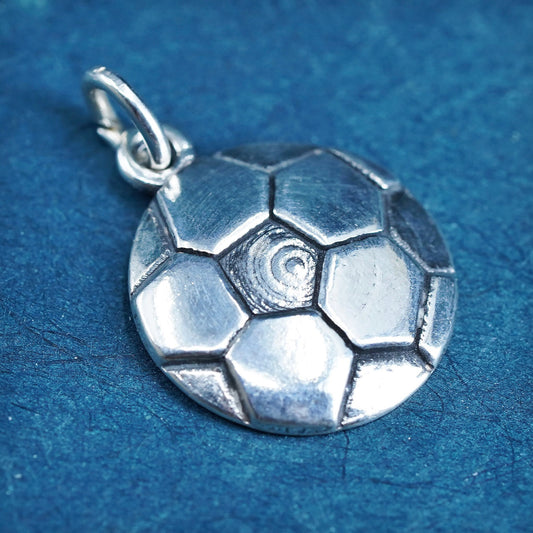 Vintage Sterling silver handmade pendant, 925 football soccer charm