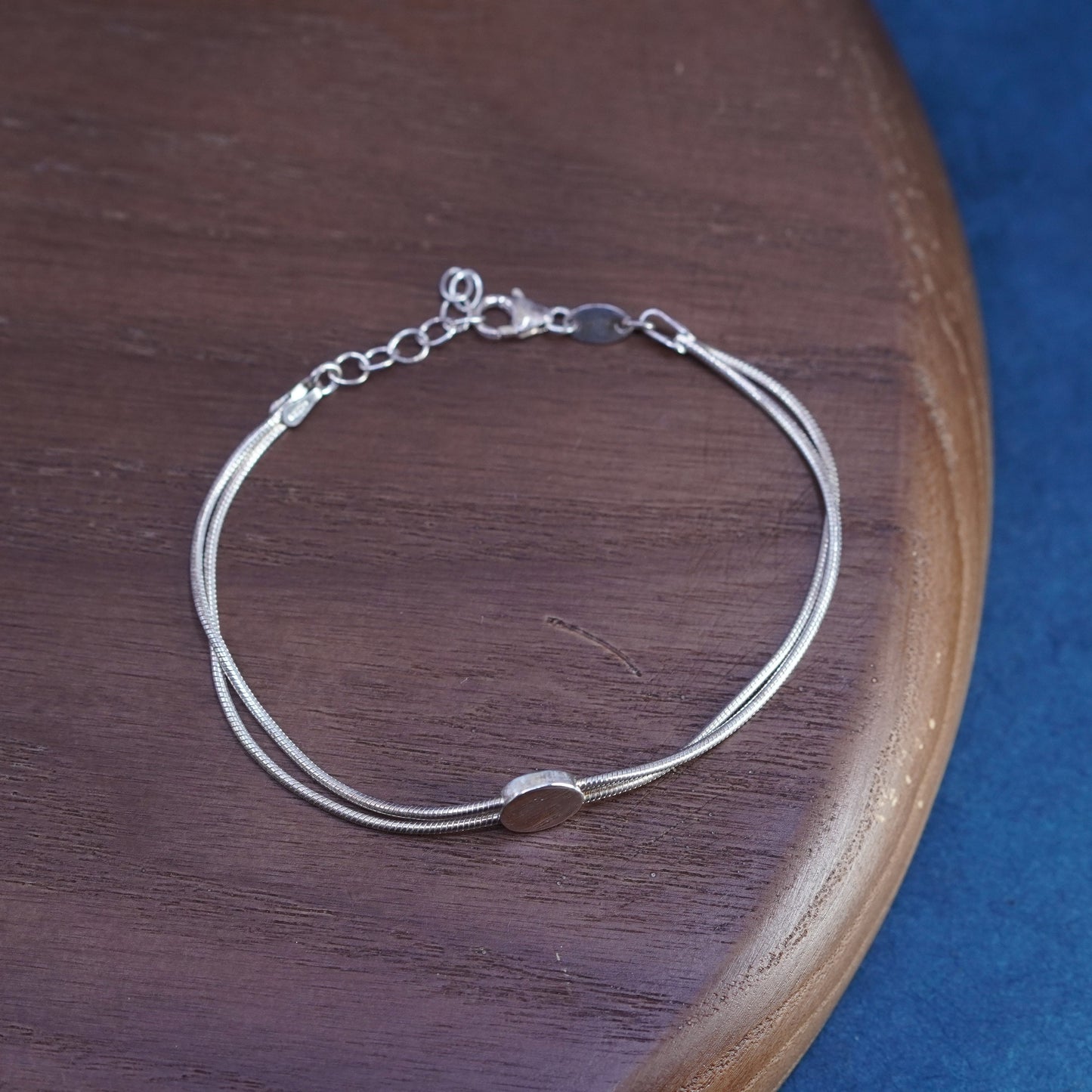 6.5+1”, Dyadema Sterling silver handmade bracelet, 925 double snake chain