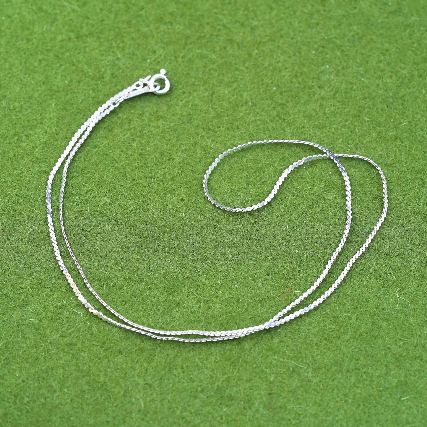 16”, 1mm, Vintage sterling silver Italy 925 s link chain, necklace