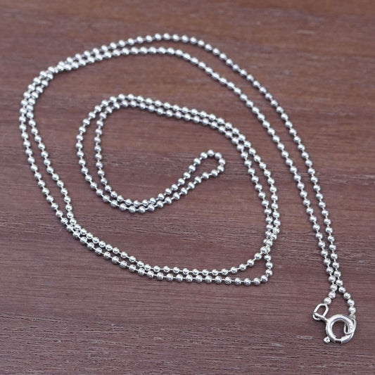 24”, 1mm, vintage Sterling silver beads necklace, 925 chain