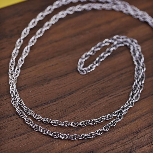 20" 1.6mm, vintage Sterling silver necklace, 925 Singapore rope chain