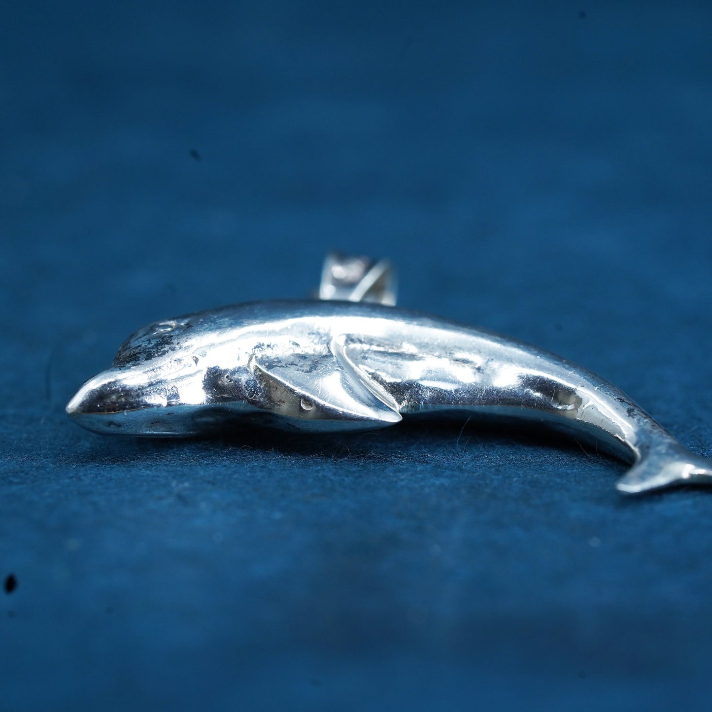 Vintage Sterling silver handmade dolphin pendant, 925 charm