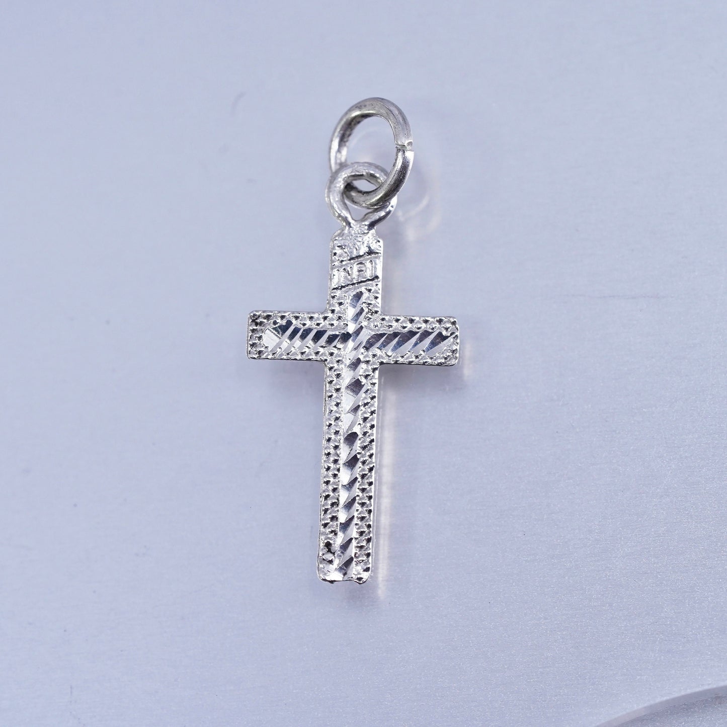 Vintage sterling 925 silver handmade textured cross charm pendant