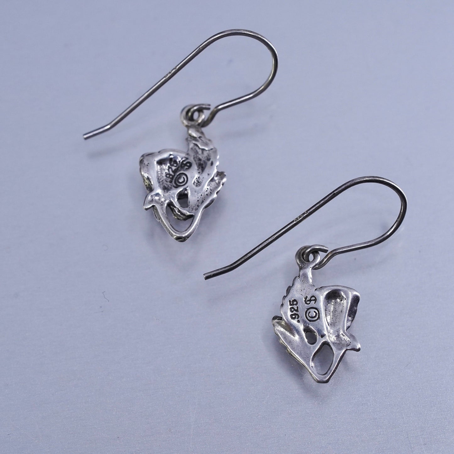 Vintage sterling 925 silver handmade rose flower earrings