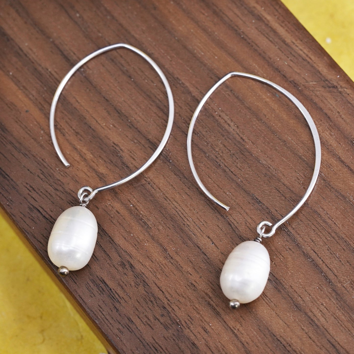 Vintage Sterling silver handmade earrings, 925 hooks with pearl drops