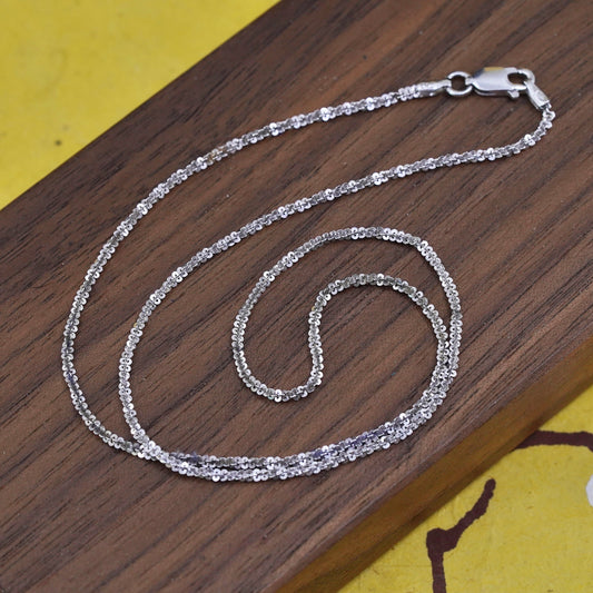 16" 2mm, vintage Sterling silver necklace, Italy 925 twisted chain