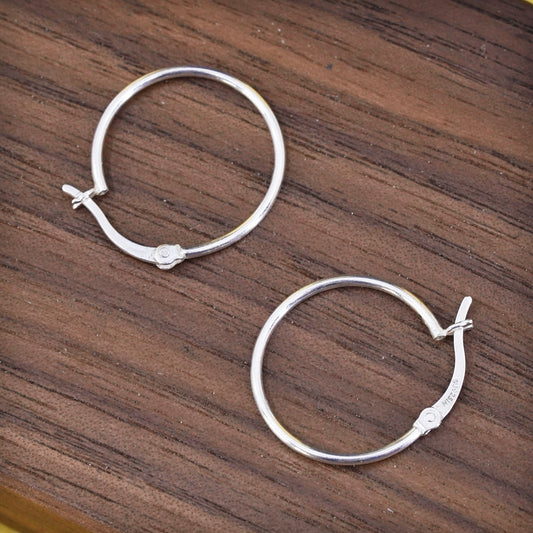 0.75”, Vintage Sterling silver handmade earrings, 925 hoops