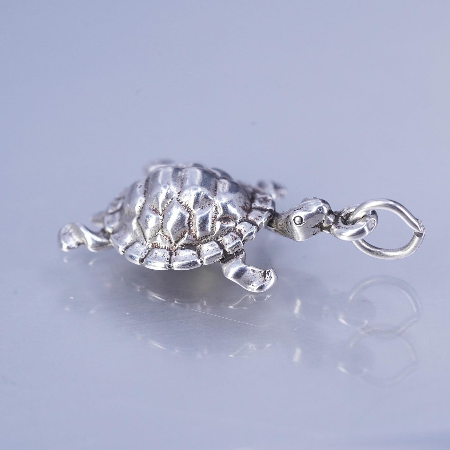 Vintage Sterling silver handmade simple 925 sea turtle charm pendant