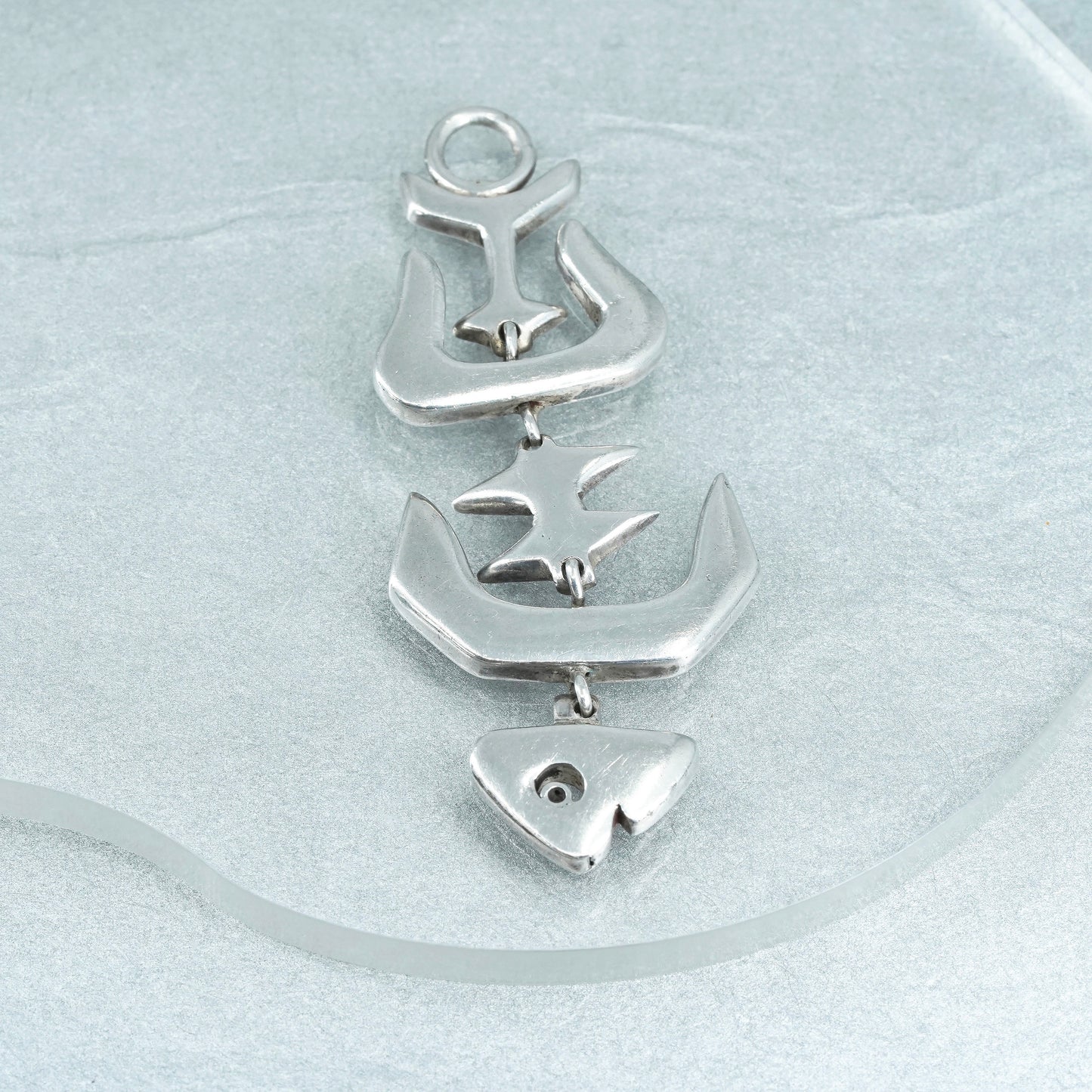 Vintage Mexico Sterling silver charm, fish 925 pendant