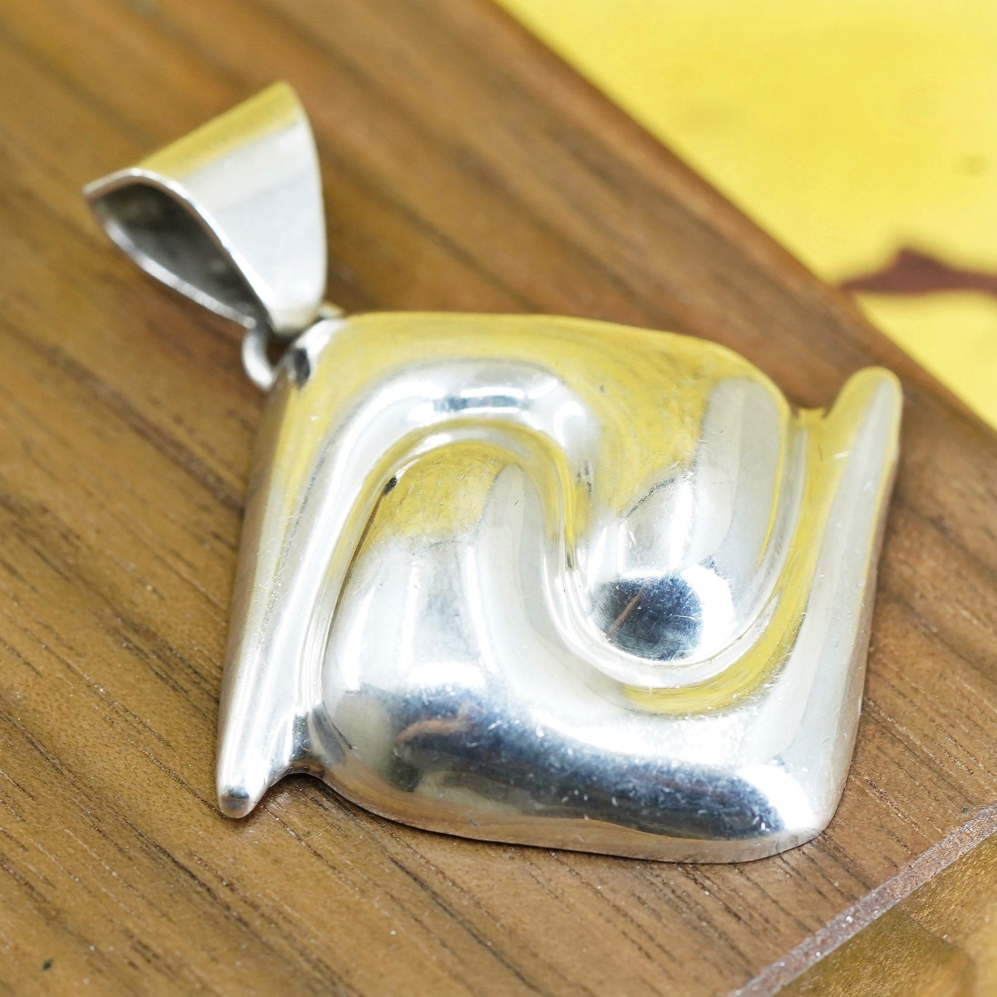 Vintage Sterling silver handmade pendant, 925 swirl