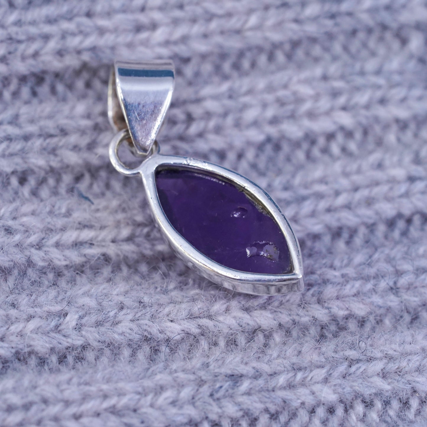 Vintage sterling 925 silver handmade pendant with amethyst