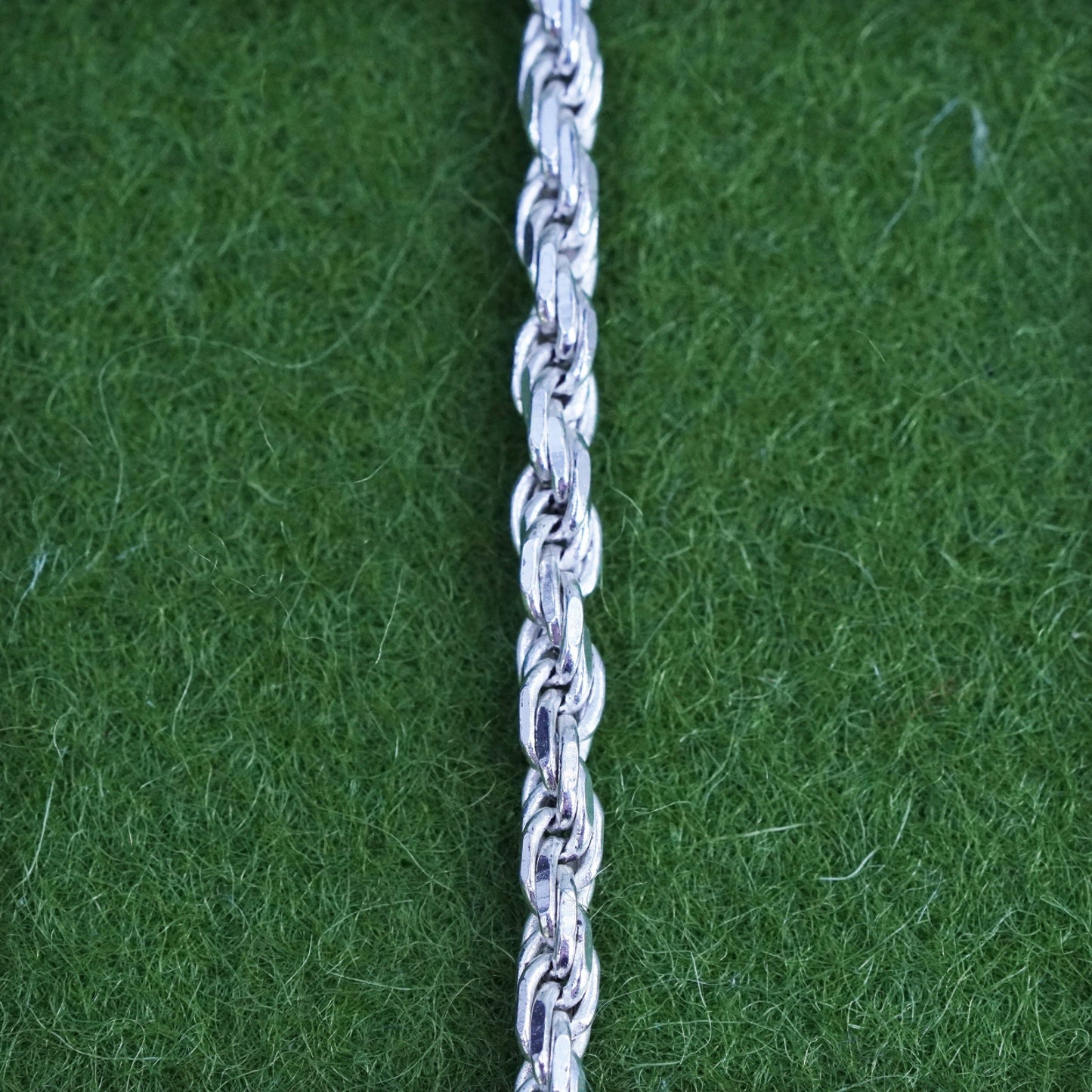 30”, 2mm, Vintage sterling silver Italy 925 diamond cut rope chain, necklace