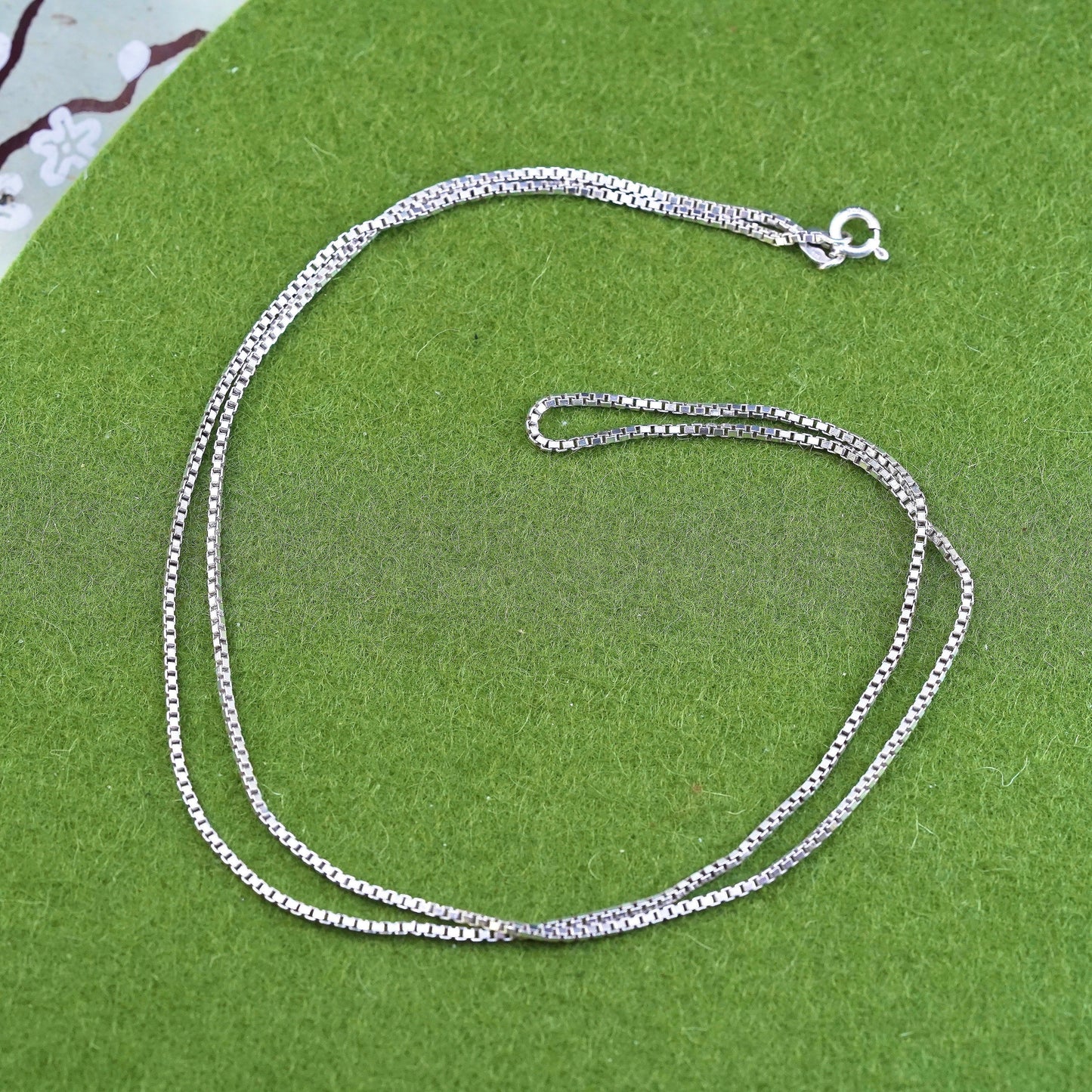 24”, 1.6mm, Vintage sterling silver Italy 925 silver box chain, necklace