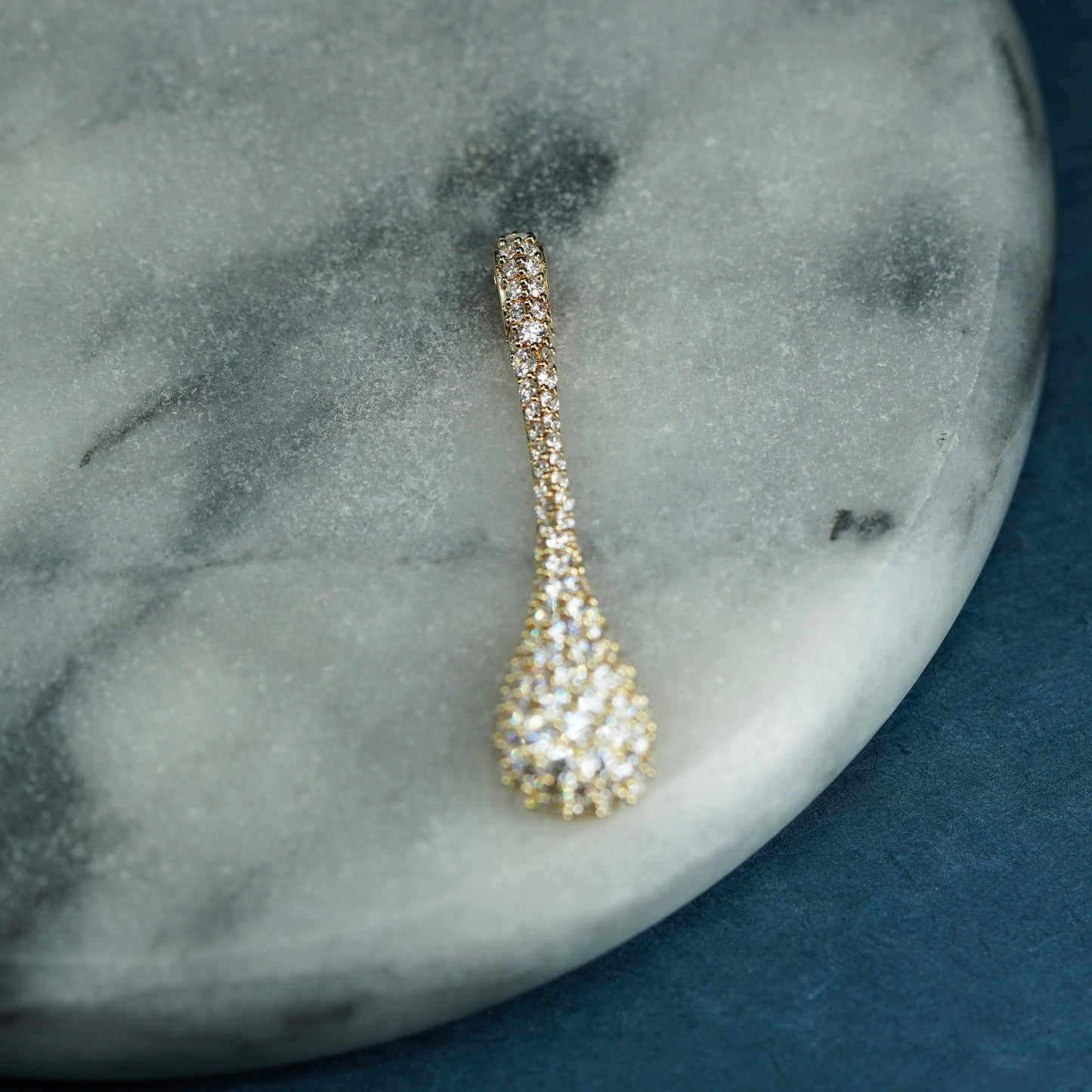 vermeil gold over Sterling 925 silver handmade teardrop pendant with cz details