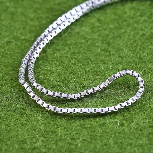 17” 1.4mm, Vintage Italian sterling 925 silver box chain, necklace